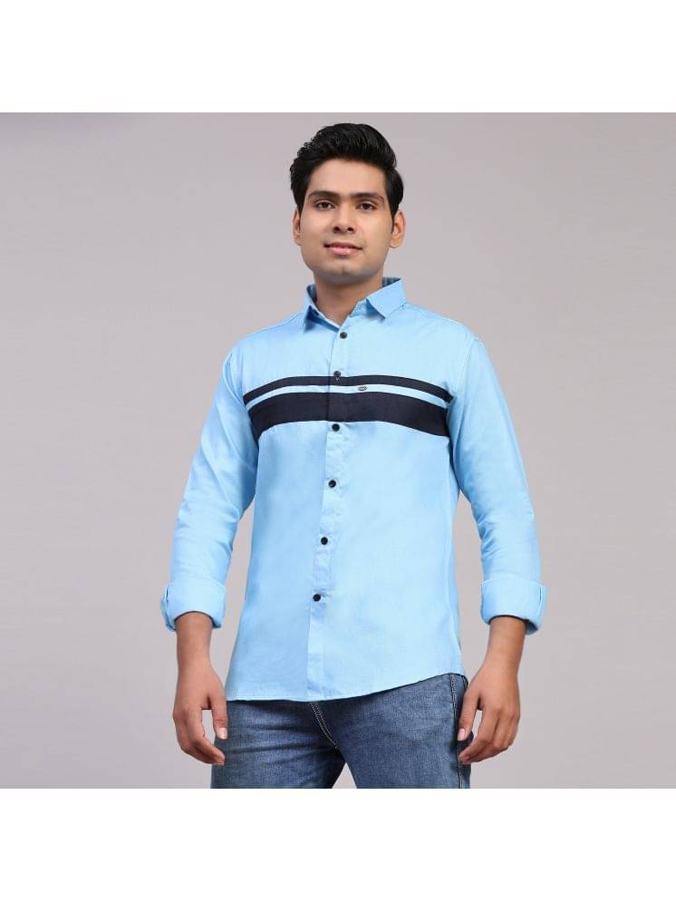 NOWT Cotton Blend Regular Fit Colorblock Full Sleeves Men's Casual Shirt - Light Blue ( Pack of 1 ) NOWT Cotton Blend Regular Fit Colorblock Full Sleeves Men's Casual Shirt - Light Blue ( Pack of 1 )