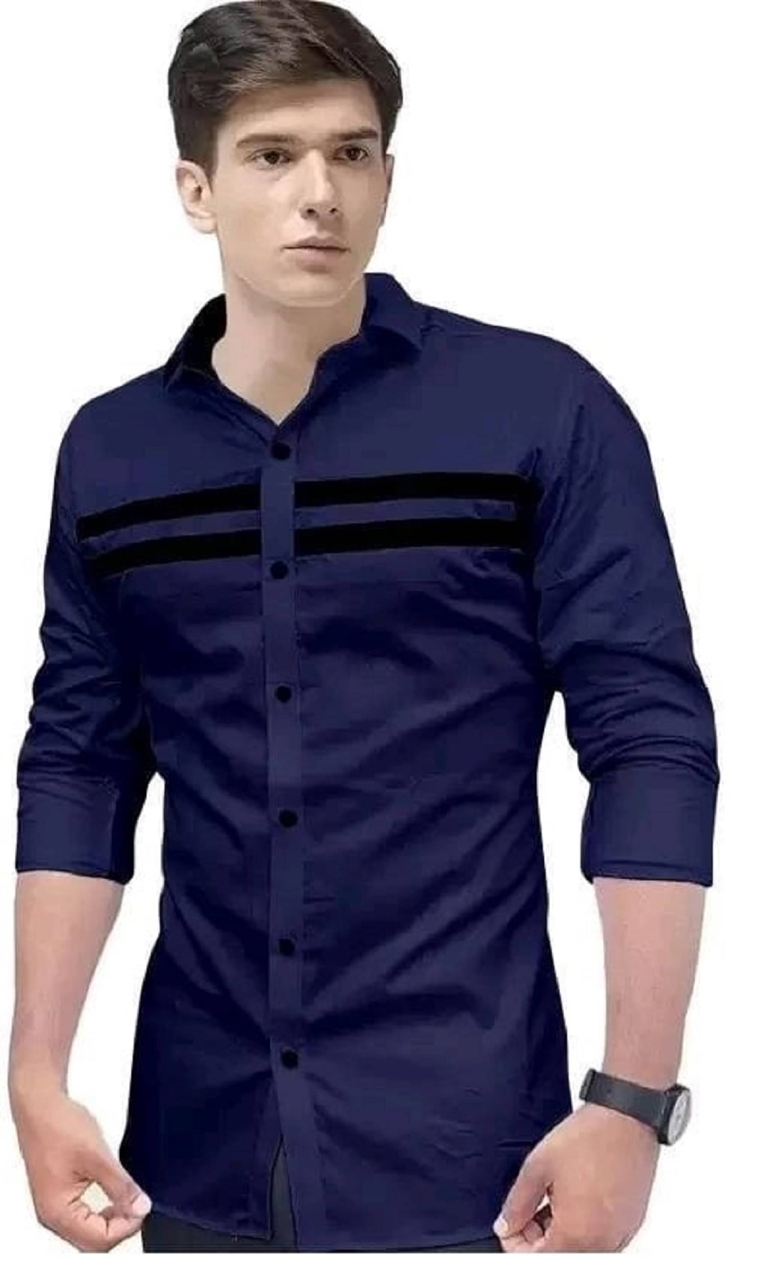     			NOWT Cotton Blend Regular Fit Striped Full Sleeves Men's Casual Shirt - Navy ( Pack of 1 )