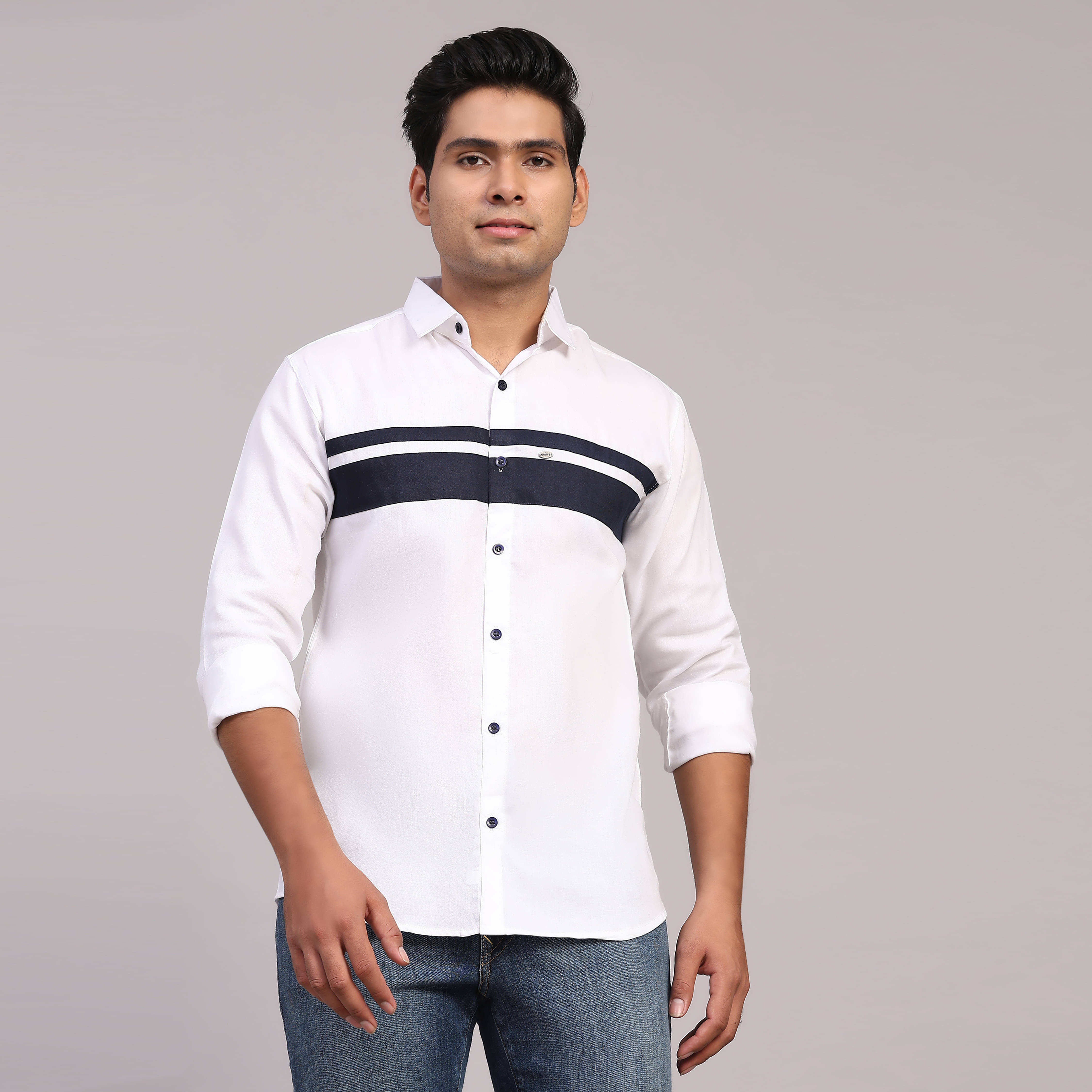     			NOWT Cotton Blend Regular Fit Colorblock Full Sleeves Men's Casual Shirt - White ( Pack of 1 )