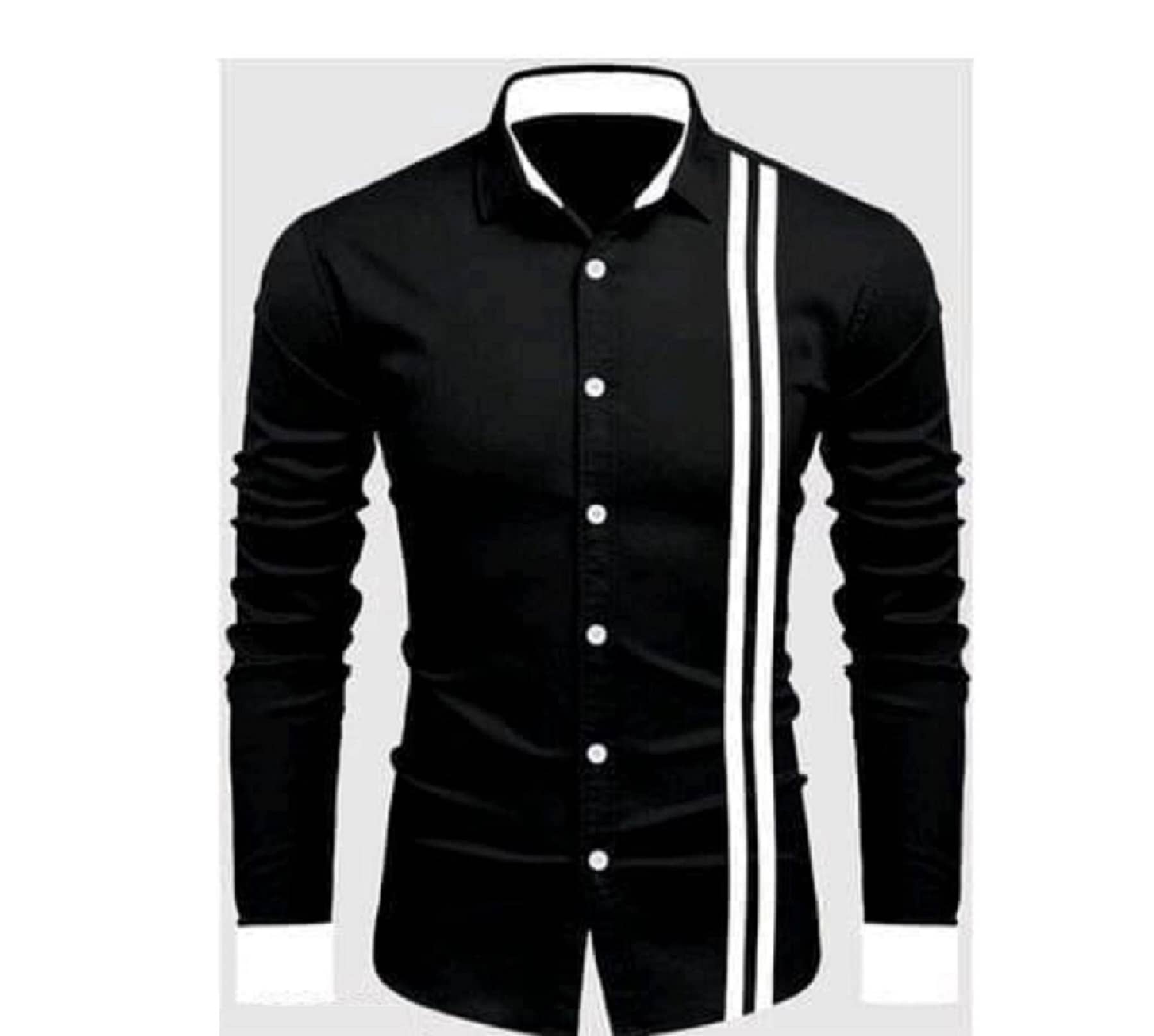 NOWT Cotton Blend Regular Fit Striped Full Sleeves Men's Casual Shirt - Black ( Pack of 1 )