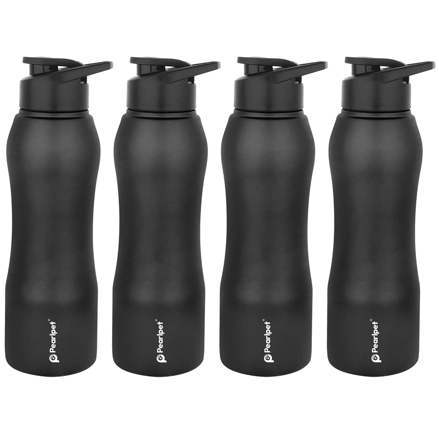     			PearlPet S90-750ML Black Stainless Steel Sipper Water Bottle 750 mL ( Set of 4 )