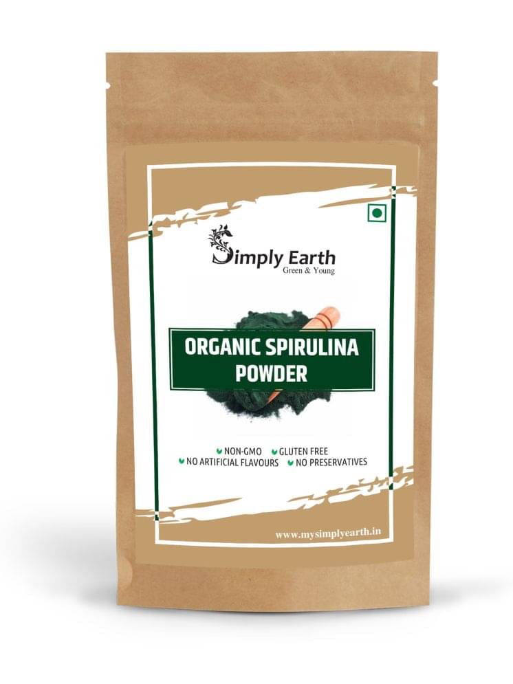     			Simply Earth Organic Spirulina Powder for Energy & Skin Health Plant Based Protein Nutrition Food-100gms