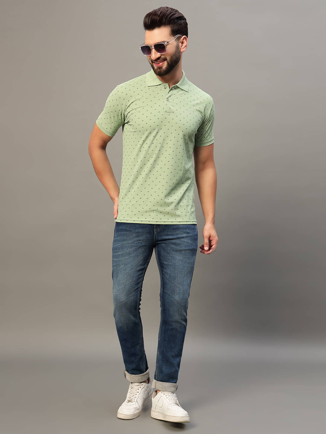 WESTMAN Pack of 1 Cotton Blend Regular Fit Printed Half Sleeves Men's Polo T Shirt ( Lime Green ) WESTMAN Pack of 1 Cotton Blend Regular Fit Printed Half Sleeves Men's Polo T Shirt ( Lime Green )
