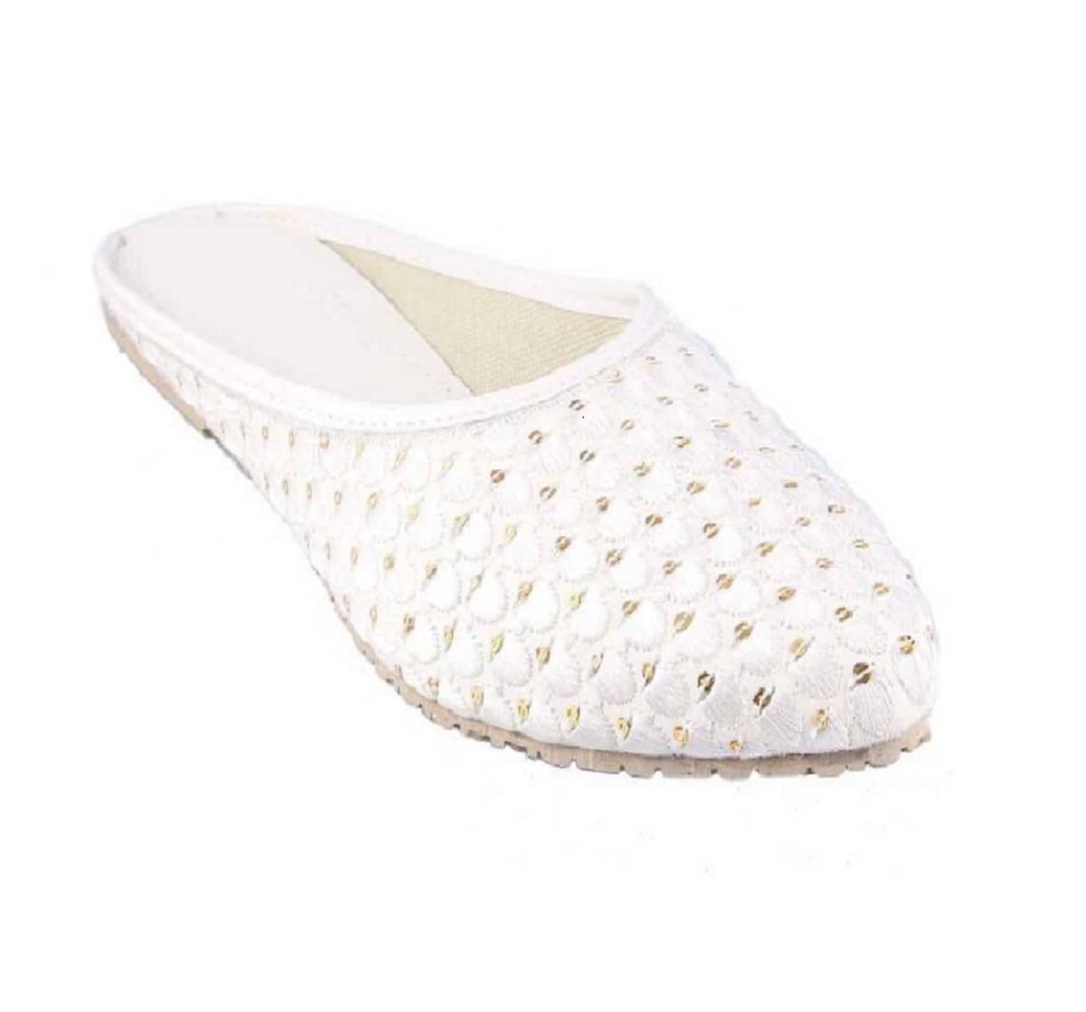 Anjaneya Creations White Women's Mules - Ethnic Shoes | Buy online on ZillyBuy