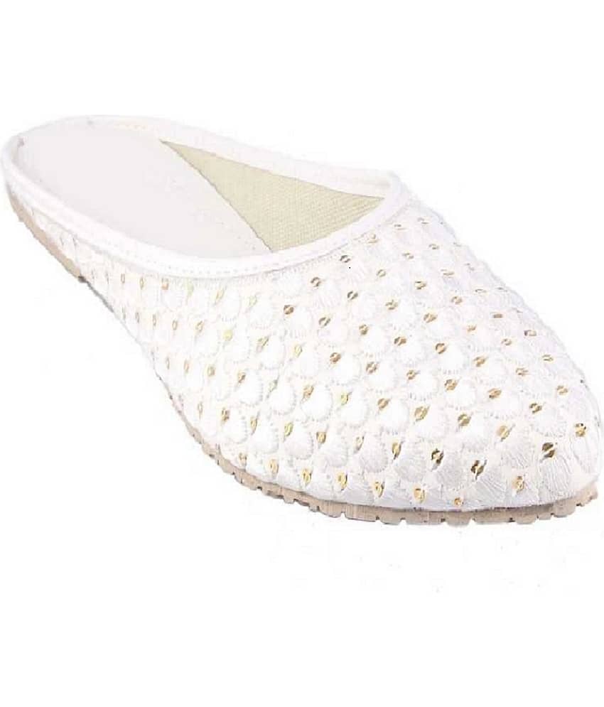 Anjaneya Creations White Women's Mules - Ethnic Shoes | Buy online on ZillyBuy