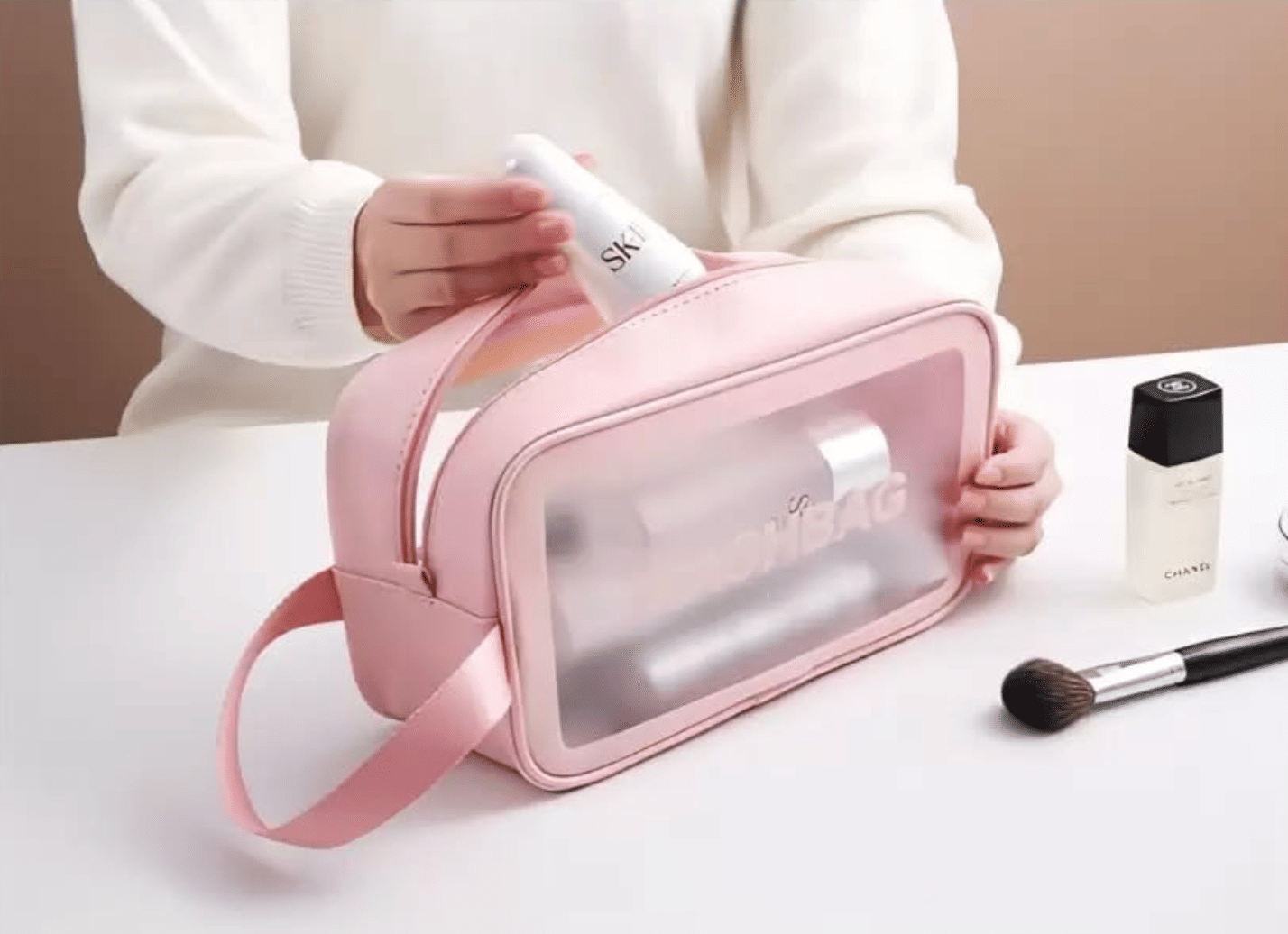     			ASTUTE Travel Pouch Organiser Bag Medium Waterproof- Pink