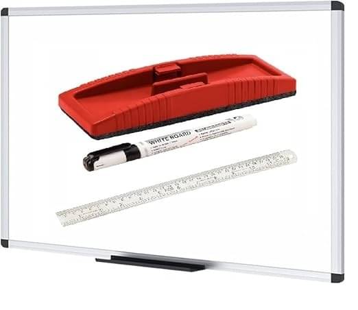     			Eclet 1.5x2 Feet Non-Magnetic Double-Sided White Board and Chalkboard Combo with 1 Marker and 1 Duster | Ideal Use for Home, Office, with Sliding Hanging Clips, Robust Aluminum Frame