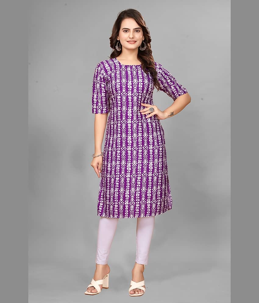 DESGINER DREAM Crepe Printed Straight Women's Kurti - Lavender ( Pack of 1 ) - Kurtis, Tunics | Buy online on ZillyBuy