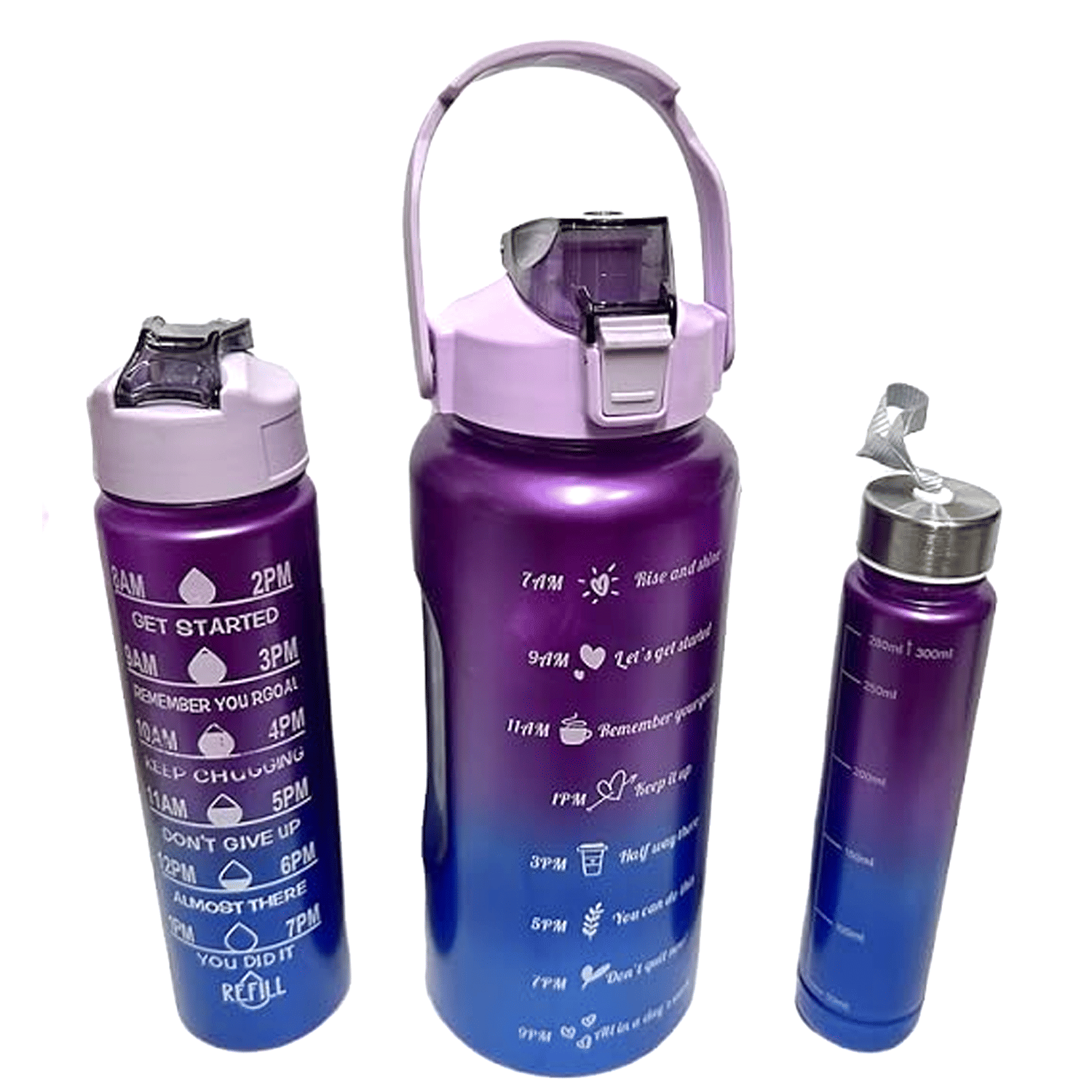 Dynore Motivational Water Bottle Set of 3 Pcs Multicolor Plastic Sipper Water Bottle 2000 mL ( Set of 3 ) Dynore Motivational Water Bottle Set of 3 Pcs Multicolor Plastic Sipper Water Bottle 2000 mL ( Set of 3 )