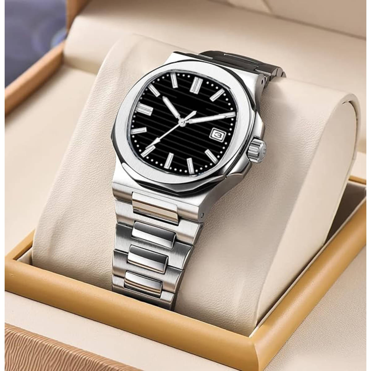 LimeStone Silver Stainless Steel Analog Men's Watch