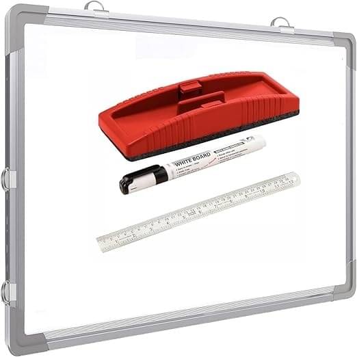     			Eclet Non Magnetic 1.5 x 2 feet Double Sided White Board and Chalk Board Combo with 1 Marker and 1 Duster | Ideal Use for Home, Office, with Sliding Hanging Clips, Robust Aluminum Frame