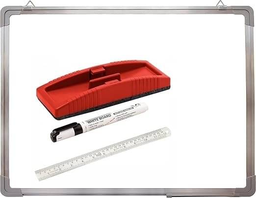     			Eclet Non Magnetic 2 x 2 feet Double Sided White Board and Chalk Board Combo with 1 Marker and 1 Duster | Ideal Use for Home, Office, with Sliding Hanging Clips, Robust Aluminum Frame