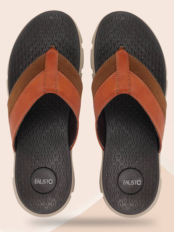     			Fausto Tan Men's Thong Flip Flop