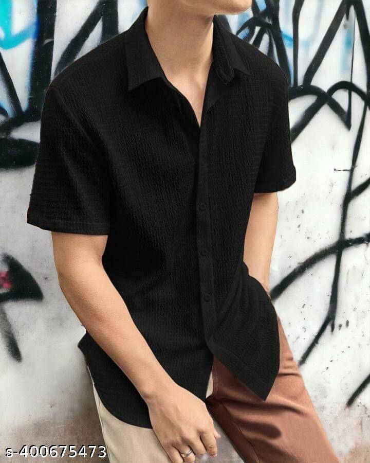 Filose Polyester Regular Fit Solids Half Sleeves Men's Casual Shirt - Black ( Pack of 1 ) Filose Polyester Regular Fit Solids Half Sleeves Men's Casual Shirt - Black ( Pack of 1 )
