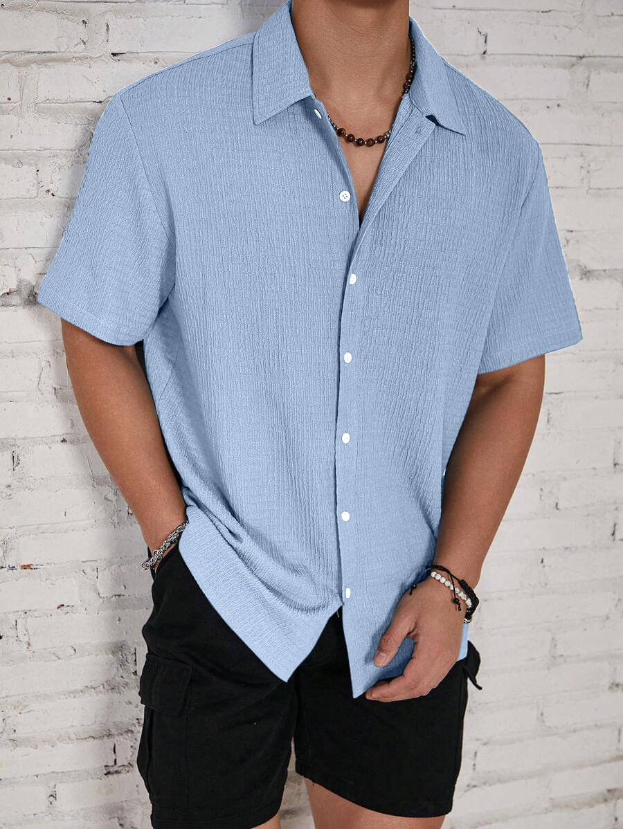 Filose Polyester Regular Fit Solids Half Sleeves Men's Casual Shirt - Blue ( Pack of 1 ) Filose Polyester Regular Fit Solids Half Sleeves Men's Casual Shirt - Blue ( Pack of 1 )