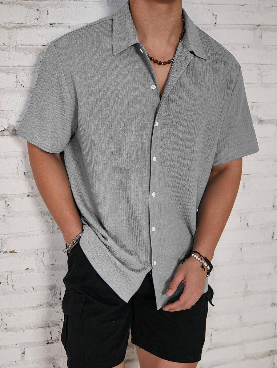 Filose Polyester Regular Fit Solids Half Sleeves Men's Casual Shirt - Grey ( Pack of 1 )     			Filose Polyester Regular Fit Solids Half Sleeves Men's Casual Shirt - Grey ( Pack of 1 )