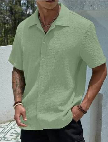     			Filose Polyester Regular Fit Popcorn Textured Half Sleeves Men's Casual Shirt - Green ( Pack of 1 )