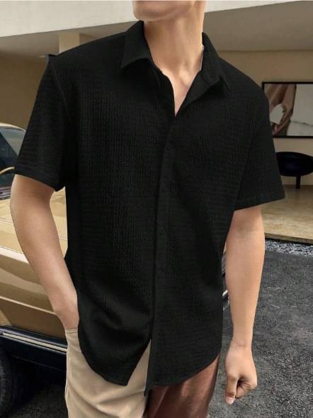 Filose Polyester Regular Fit Solids Half Sleeves Men's Casual Shirt - Black ( Pack of 1 ) Filose Polyester Regular Fit Solids Half Sleeves Men's Casual Shirt - Black ( Pack of 1 )