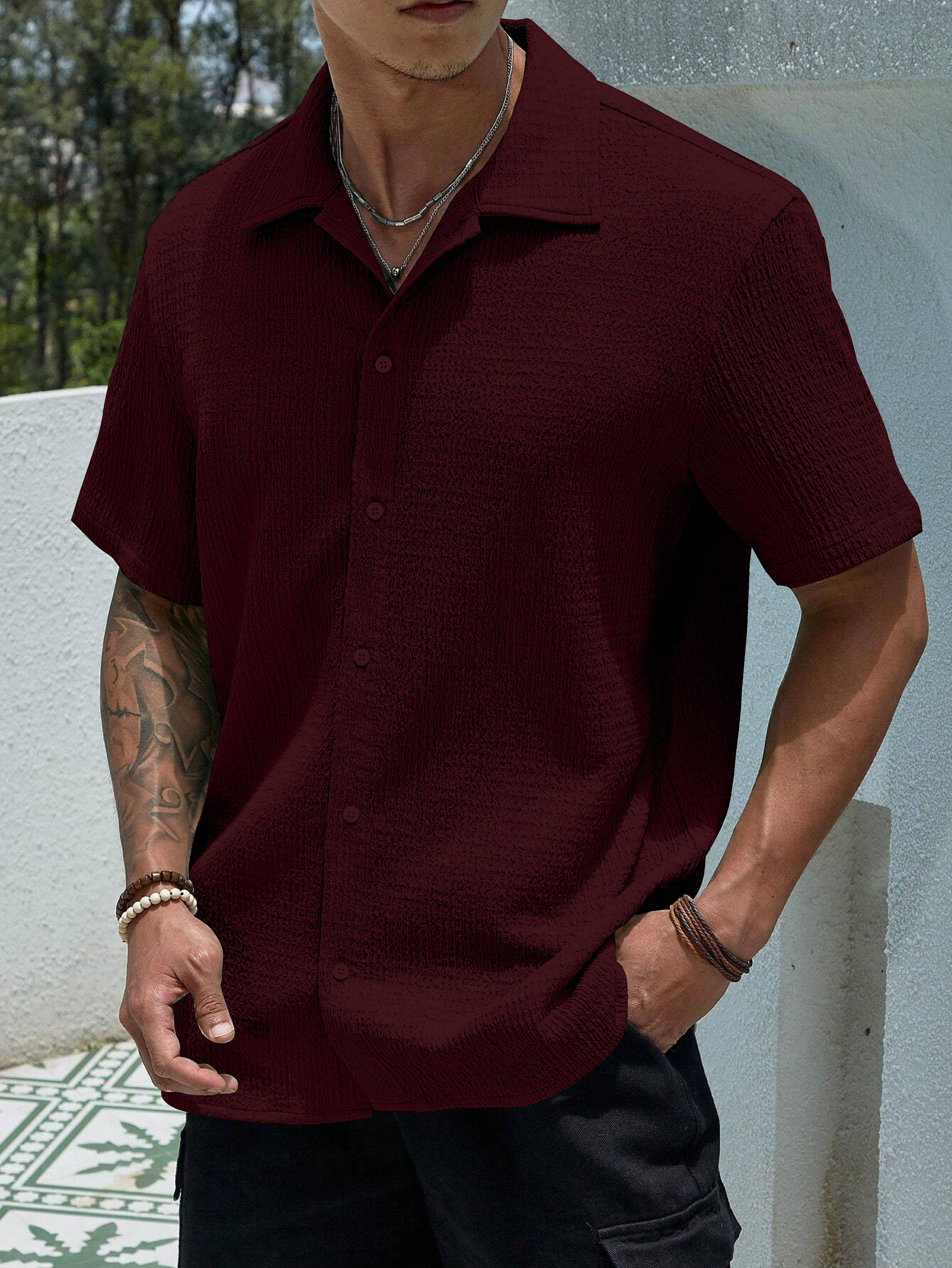 Filose Polyester Regular Fit Solids Half Sleeves Men's Casual Shirt - Maroon ( Pack of 1 ) Filose Polyester Regular Fit Solids Half Sleeves Men's Casual Shirt - Maroon ( Pack of 1 )