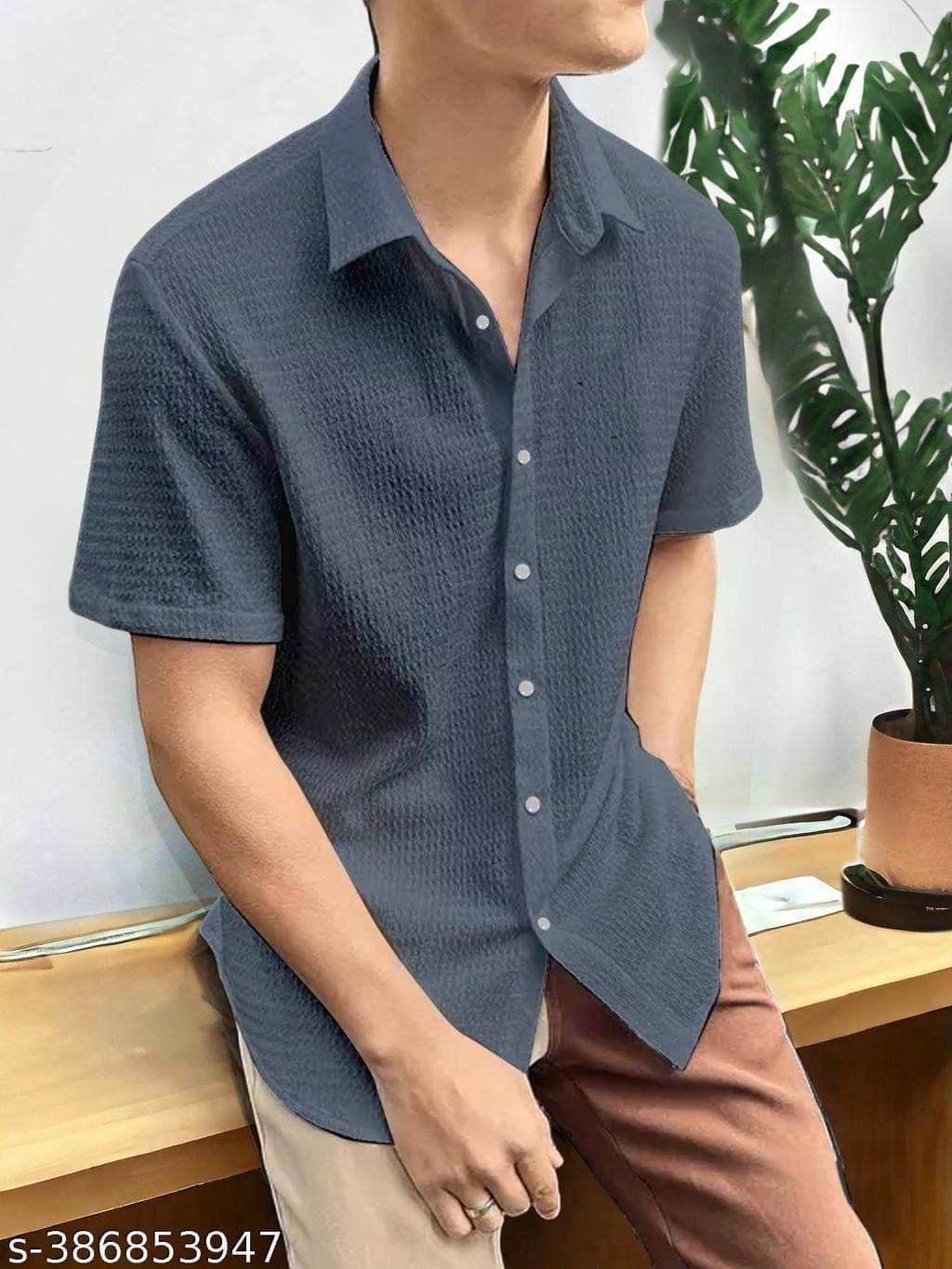 Filose Polyester Regular Fit Popcorn Textured Half Sleeves Men's Casual Shirt - Dark Grey ( Pack of 1 ) Filose Polyester Regular Fit Popcorn Textured Half Sleeves Men's Casual Shirt - Dark Grey ( Pack of 1 )