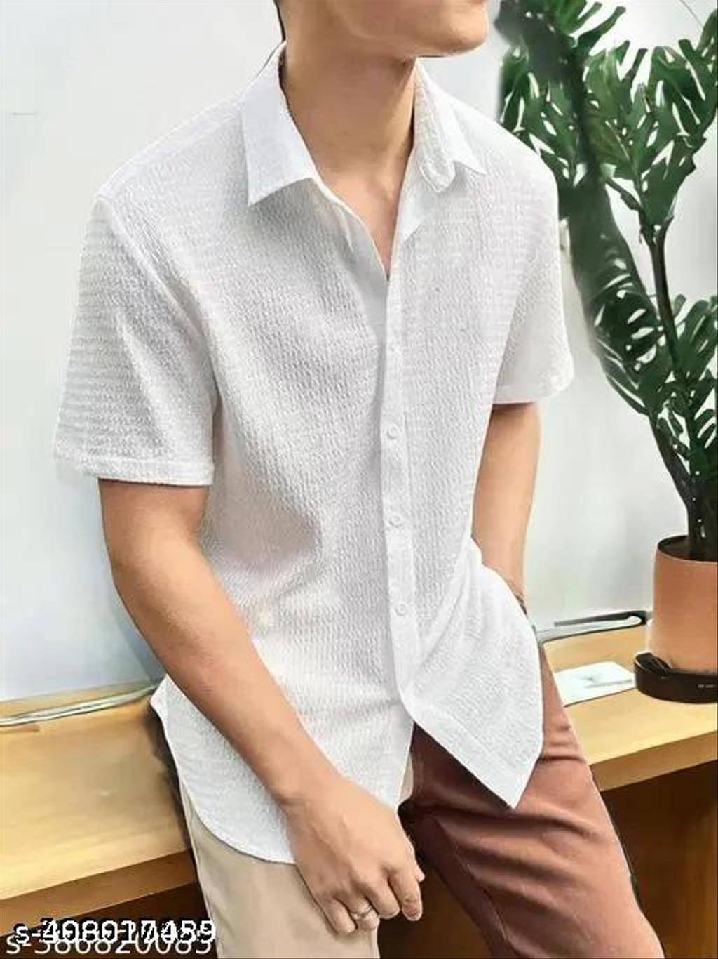 Filose Polyester Regular Fit Popcorn Textured Half Sleeves Men's Casual Shirt - White ( Pack of 1 ) Filose Polyester Regular Fit Popcorn Textured Half Sleeves Men's Casual Shirt - White ( Pack of 1 )