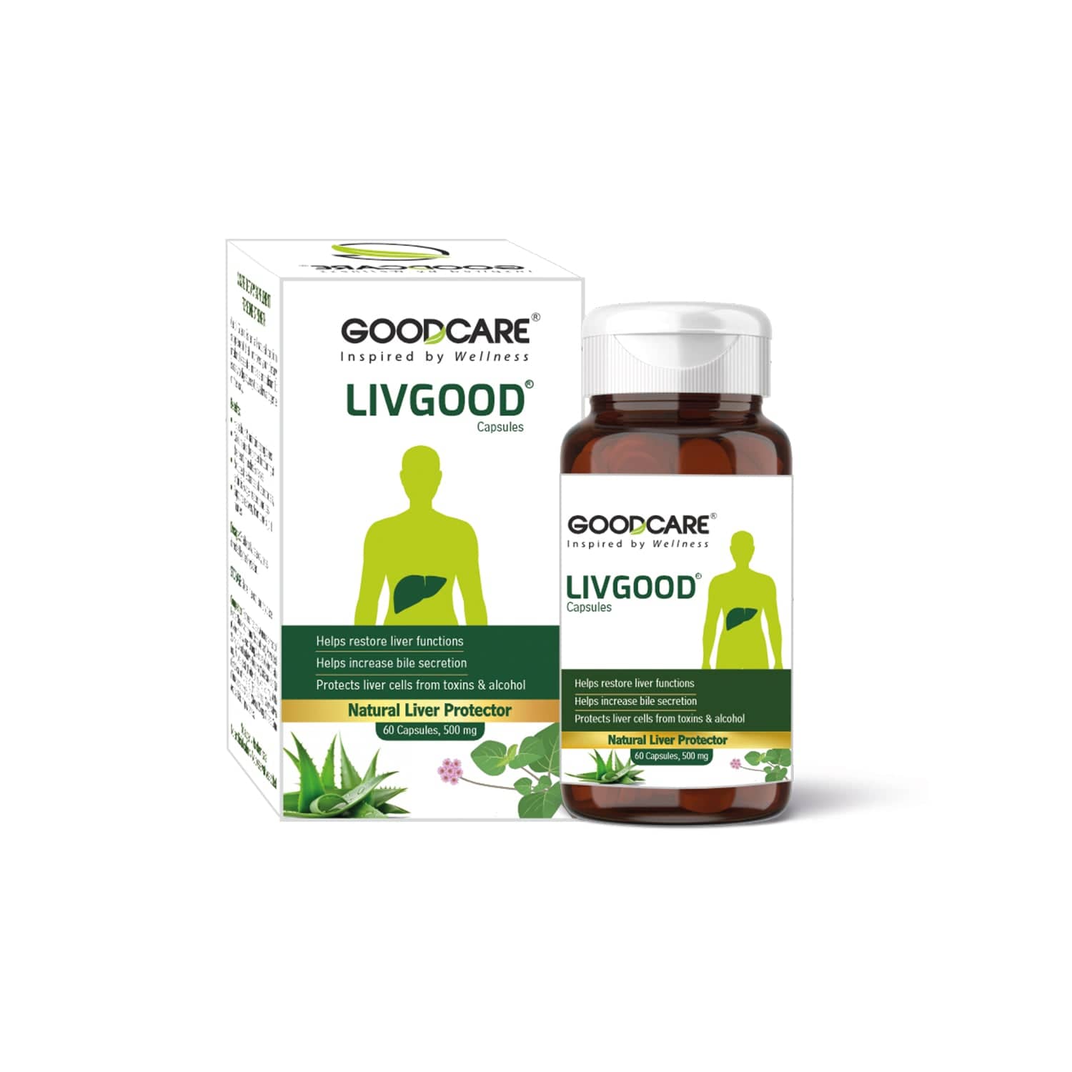 Goodcare Livgood Capsules, Ayurvedic Liver Detox and Repair, Supports Fatty Liver, Bile Flow, Liver Cell Protection 60 No.s