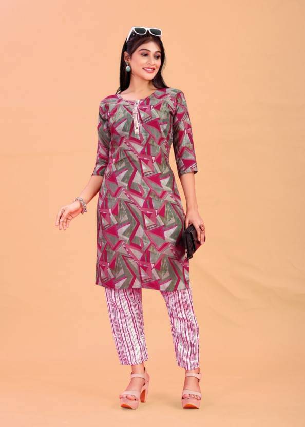 INDIAN SILKS Cotton Printed Kurti With Pants Women's Stitched Salwar Suit - Pink ( Pack of 1 ) INDIAN SILKS Cotton Printed Kurti With Pants Women's Stitched Salwar Suit - Pink ( Pack of 1 )
