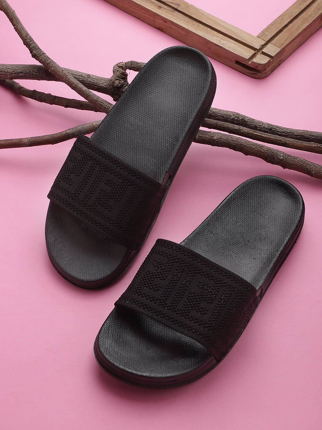     			KAPANI Black Women's Slide Flip flop