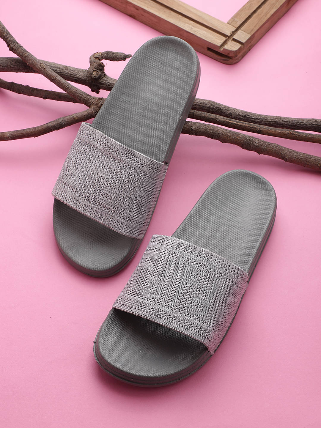    			KAPANI Light Grey Women's Slide Flip flop