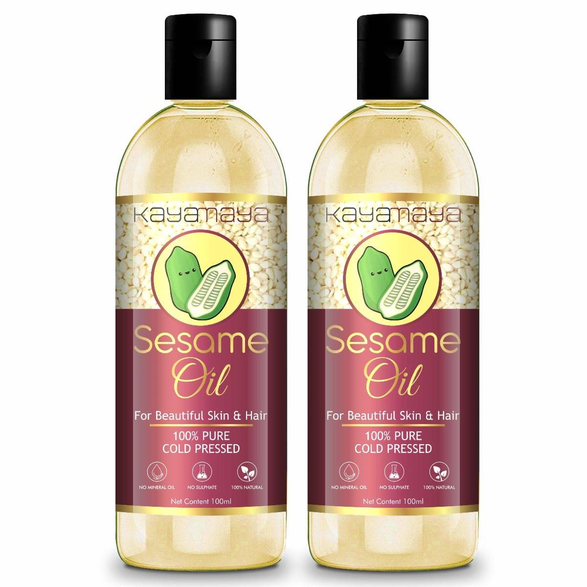     			Cold Pressed (Organic) Sesame Oil for Face, Skin & Hair - Set of 2 Hair Oil