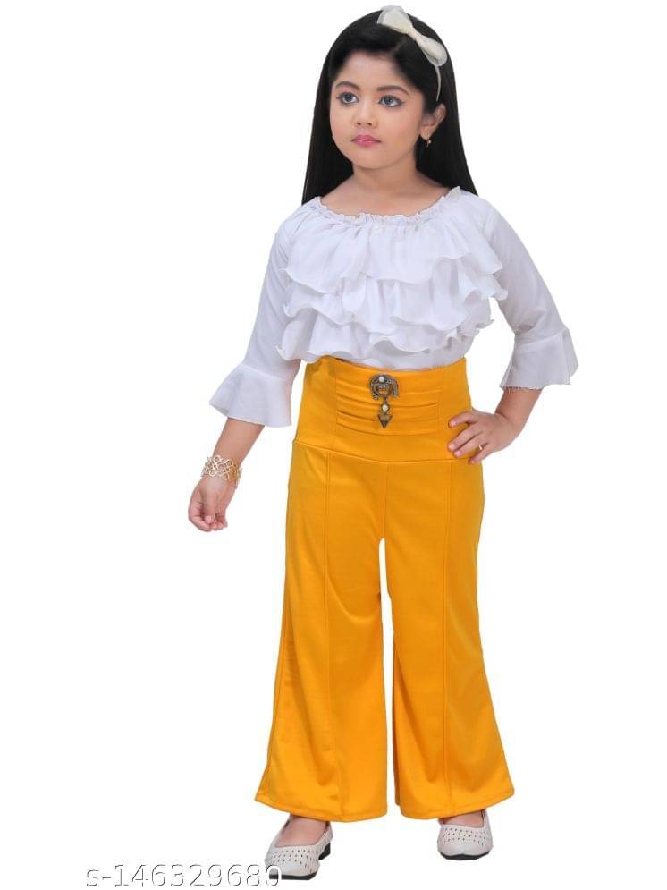 NIPU CREATION Pack of 1 Girls Cotton Blend Top With Palazzo ( Multi Color ) NIPU CREATION Pack of 1 Girls Cotton Blend Top With Palazzo ( Multi Color )