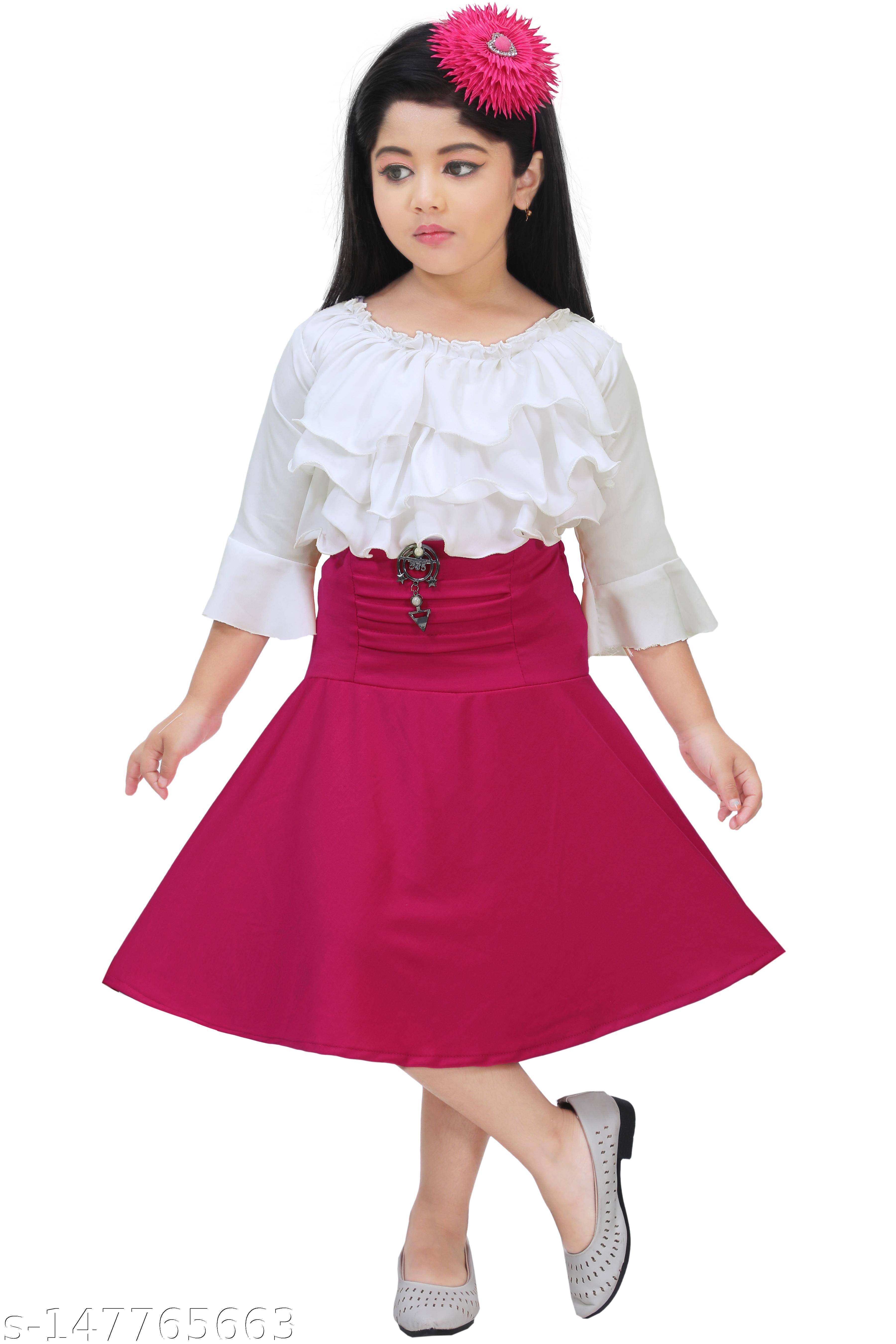 NIPU CREATION Pack of 1 Girls Cotton Blend Top With Skirt ( Multi Color ) NIPU CREATION Pack of 1 Girls Cotton Blend Top With Skirt ( Multi Color )