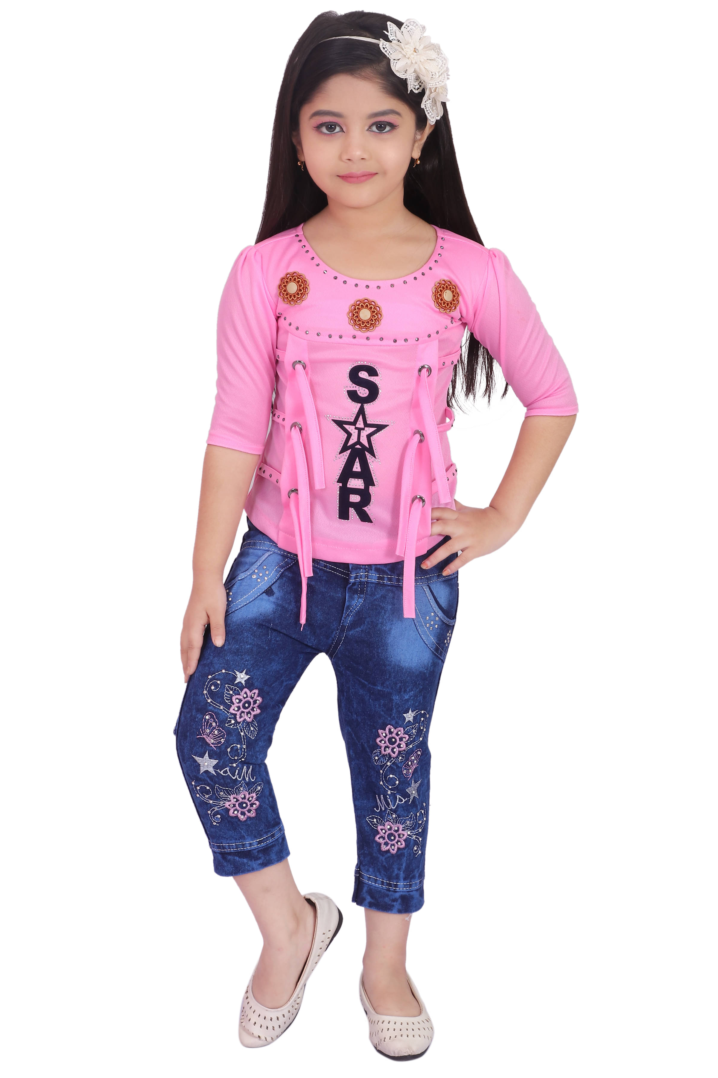     			NIPU CREATION Pack of 1 Girls Denim Top With Jeans ( Multi Color )