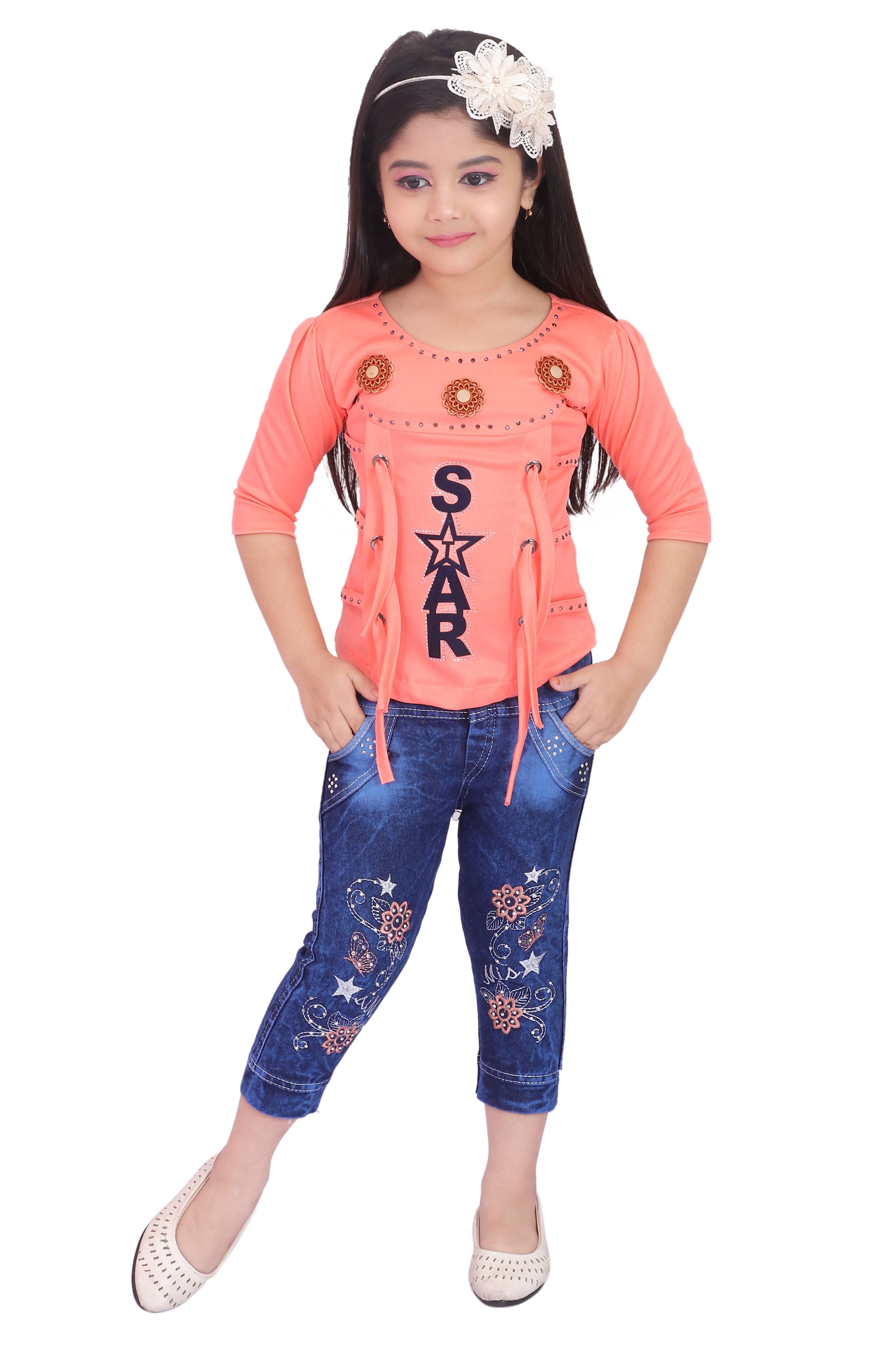     			NIPU CREATION Pack of 1 Girls Denim Top With Jeans ( Multi Color )