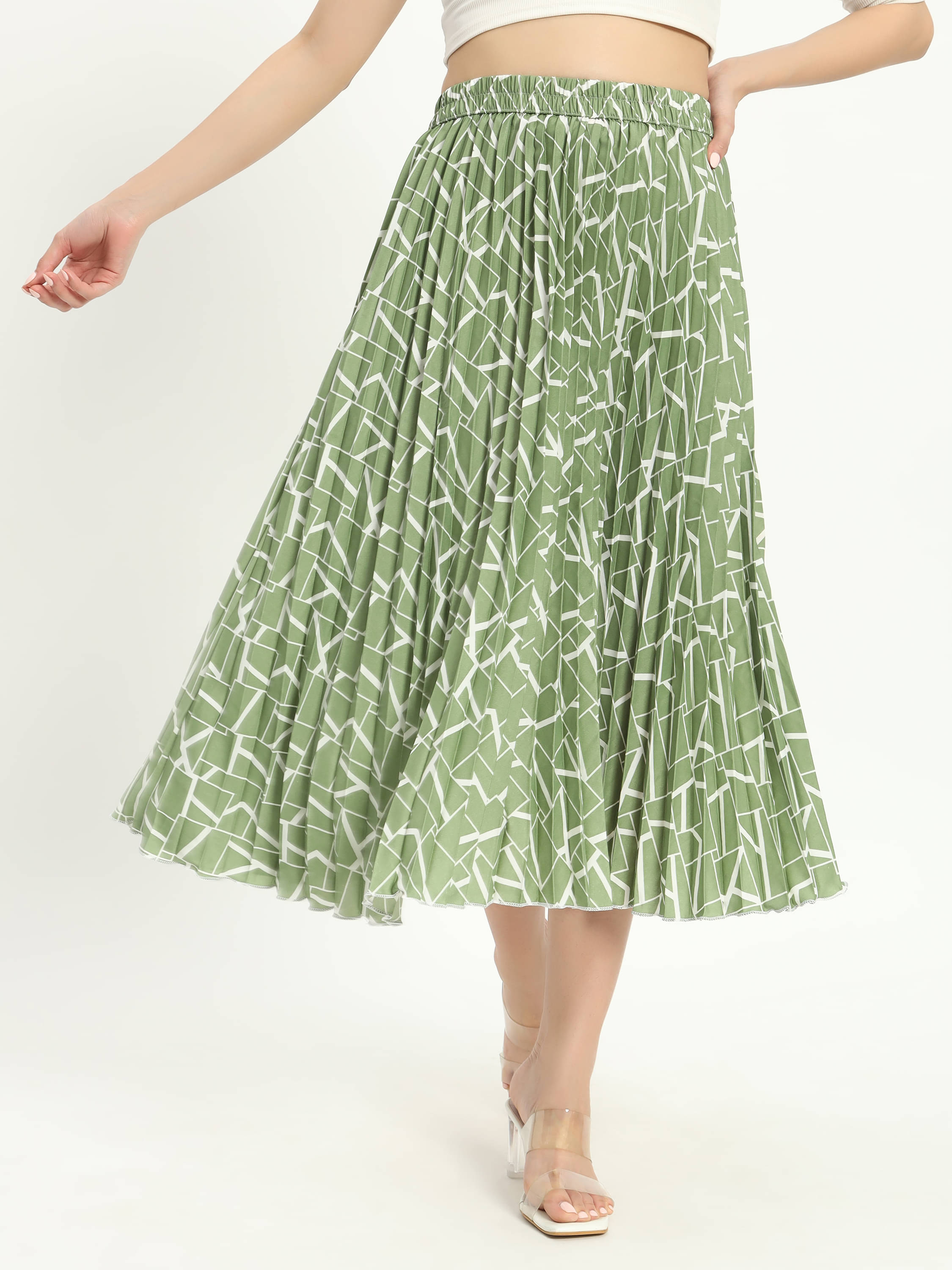 OTABU Green Rayon Women's Flared Skirt ( Pack of 1 ) OTABU Green Rayon Women's Flared Skirt ( Pack of 1 )