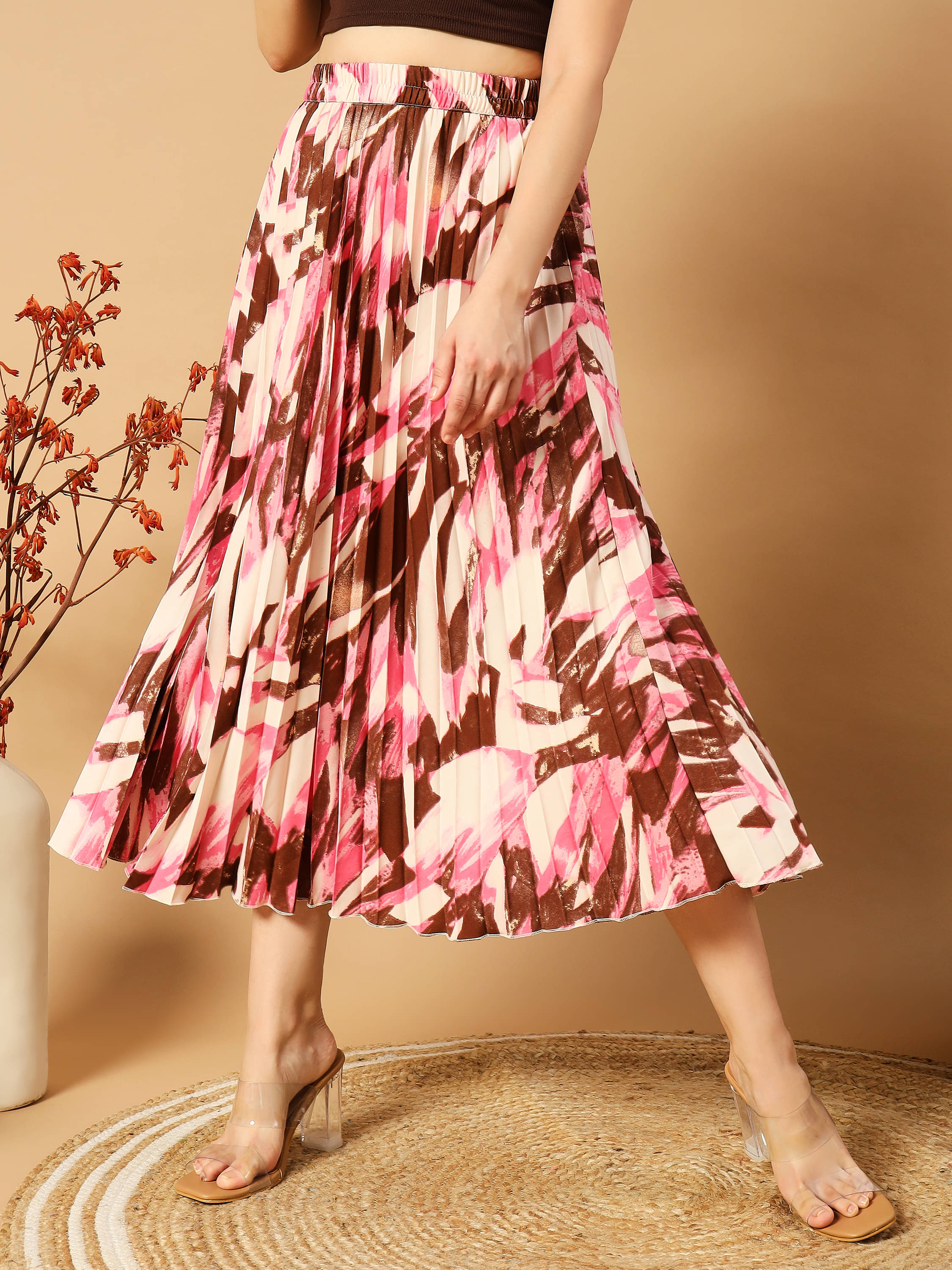     			OTABU Pink Rayon Women's A-Line Skirt ( Pack of 1 )