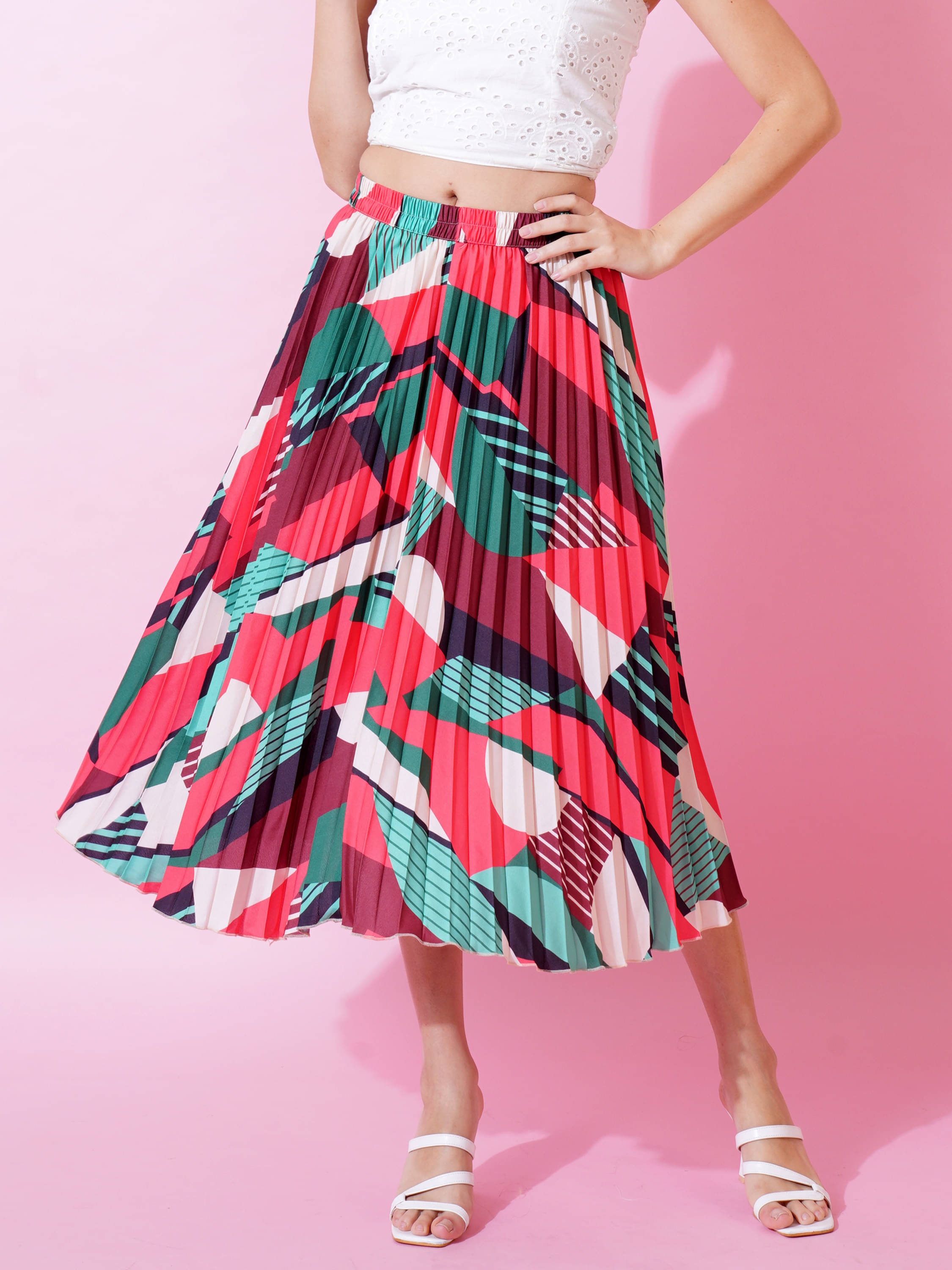 OTABU Red Rayon Women's Flared Skirt ( Pack of 1 )     			OTABU Red Rayon Women's Flared Skirt ( Pack of 1 )