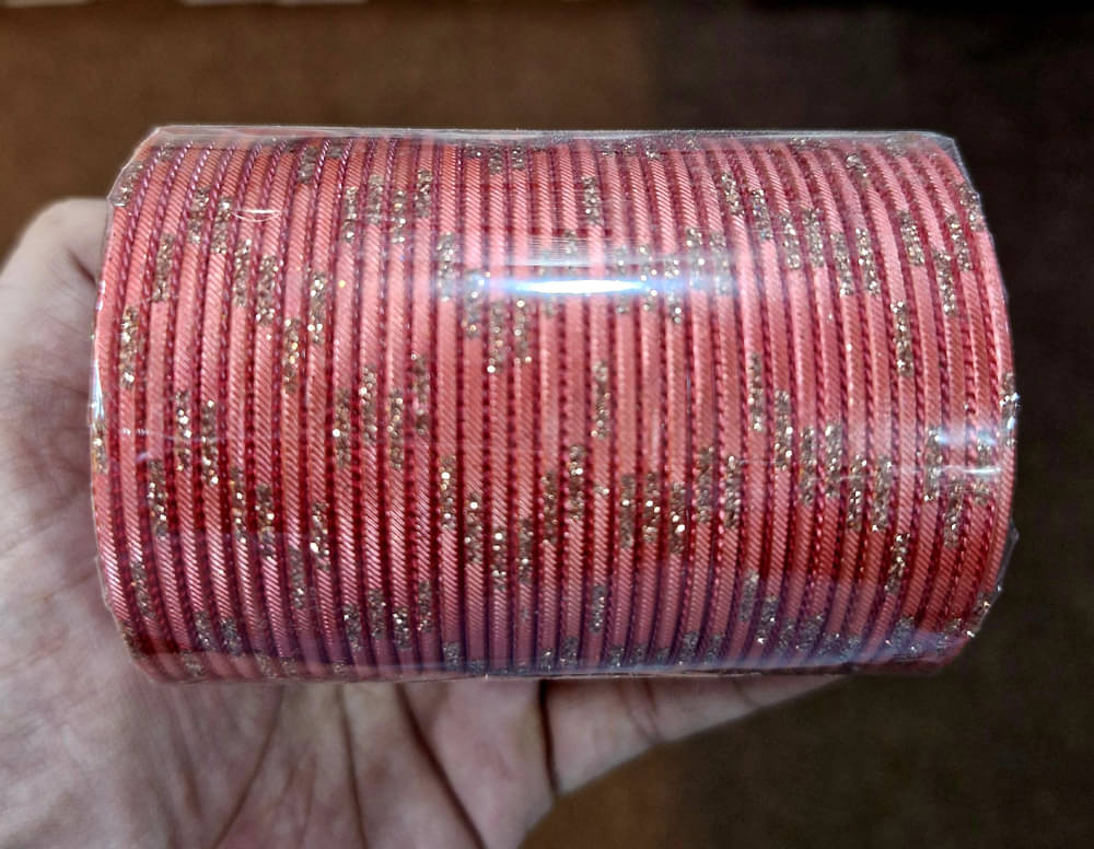     			Omsar Jewelry Peach Bangle Set ( Pack of 36 )