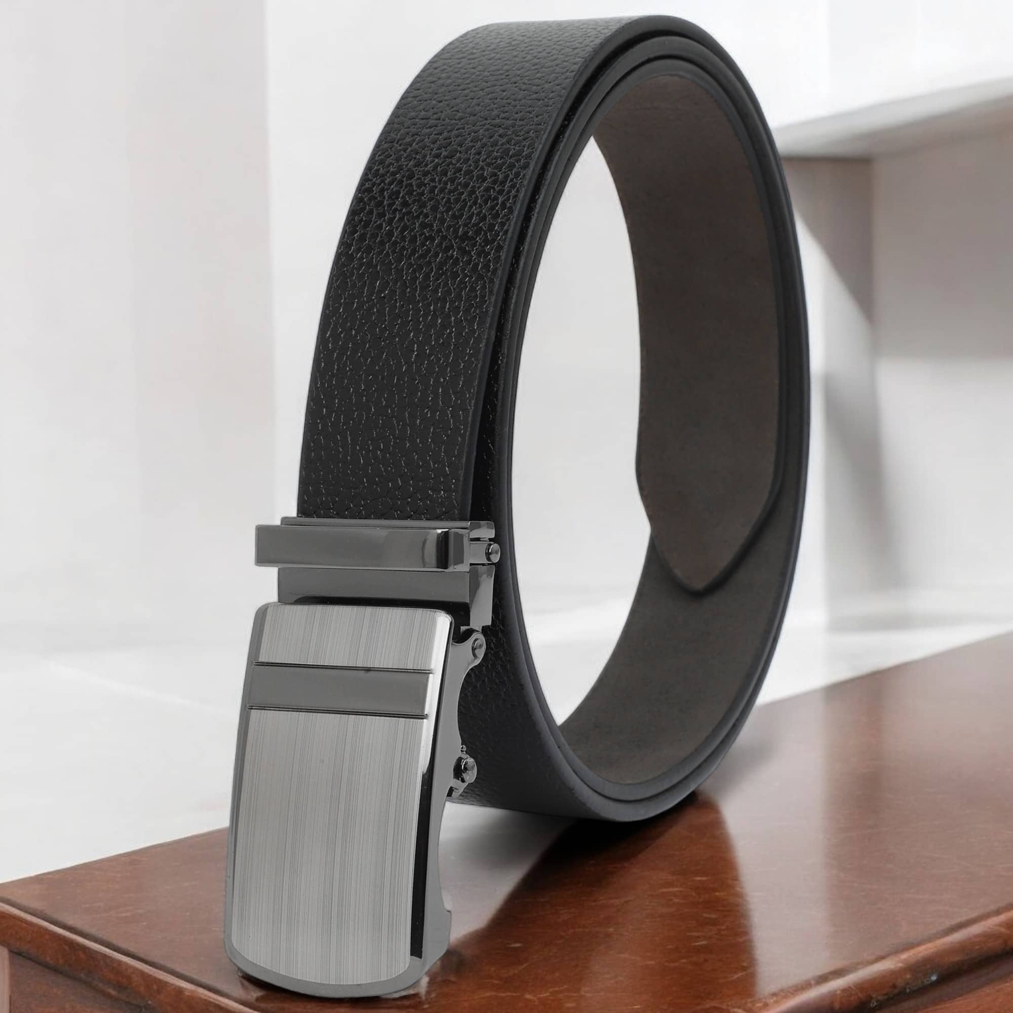 SUNSHOPPING - Black 100% Leather Men's Formal Belt ( Pack of 1 )