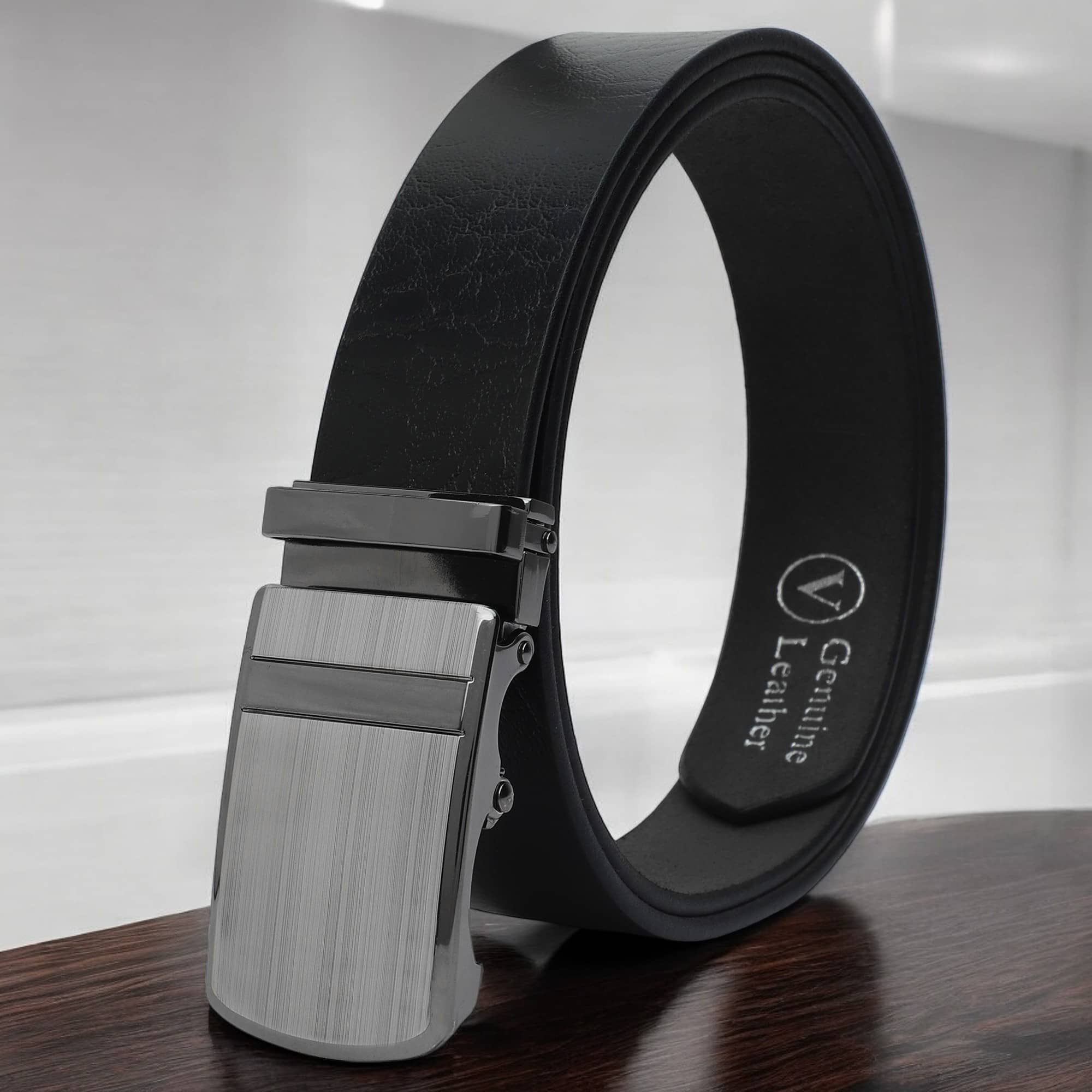SUNSHOPPING - Black 100% Leather Men's Formal Belt ( Pack of 1 )