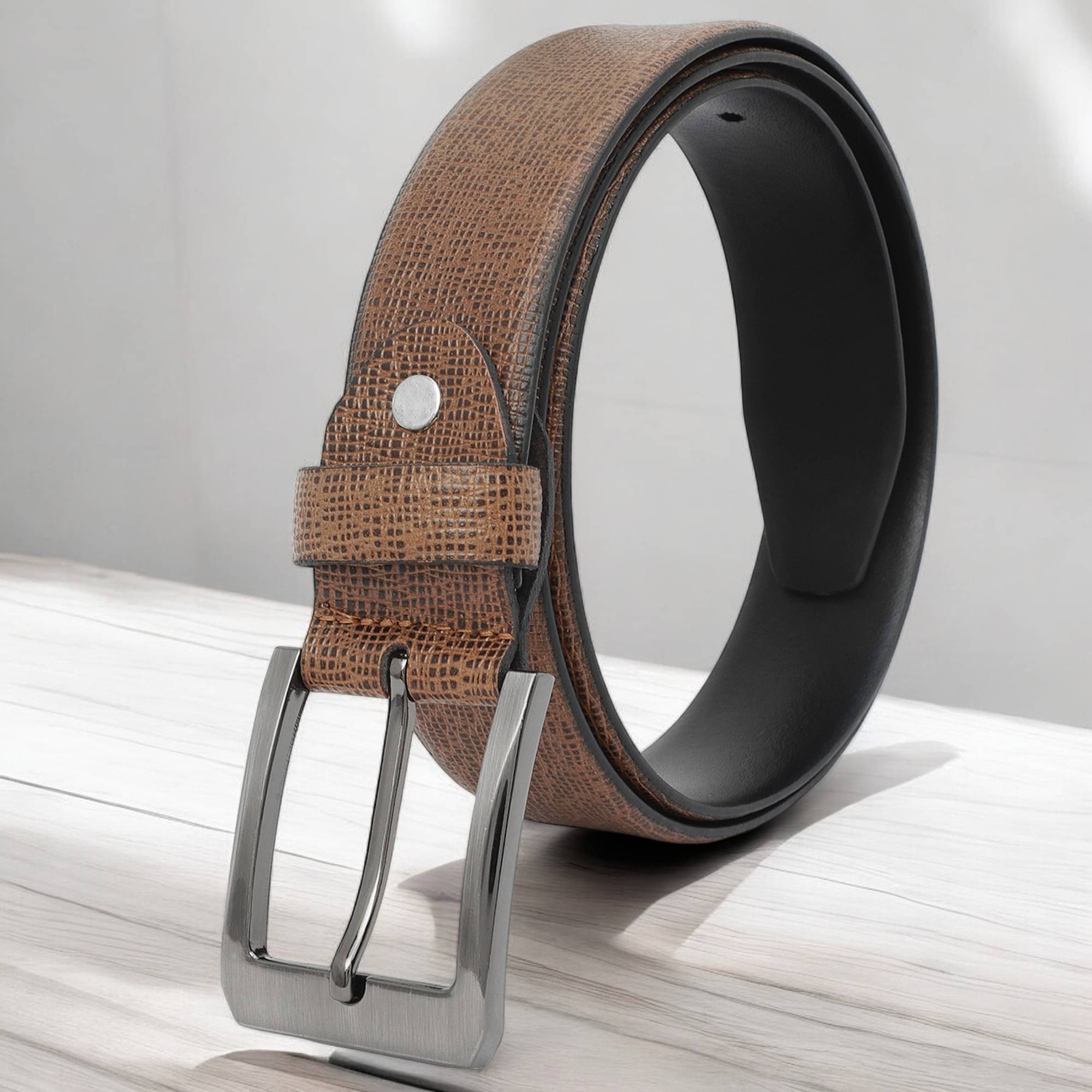     			SUNSHOPPING - Tan 100% Leather Men's Formal Belt ( Pack of 1 )
