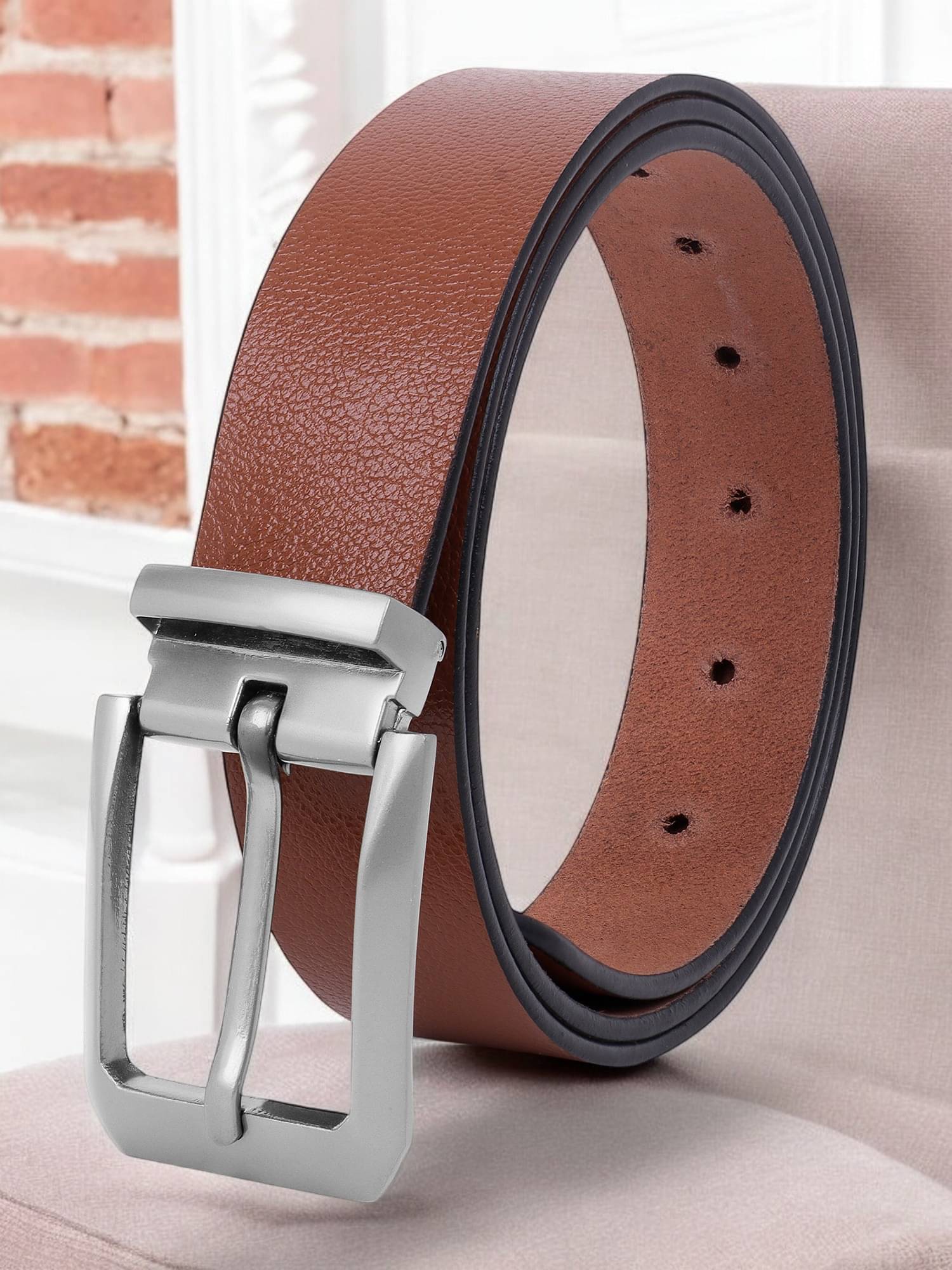     			SUNSHOPPING - Tan 100% Leather Men's Formal Belt ( Pack of 1 )