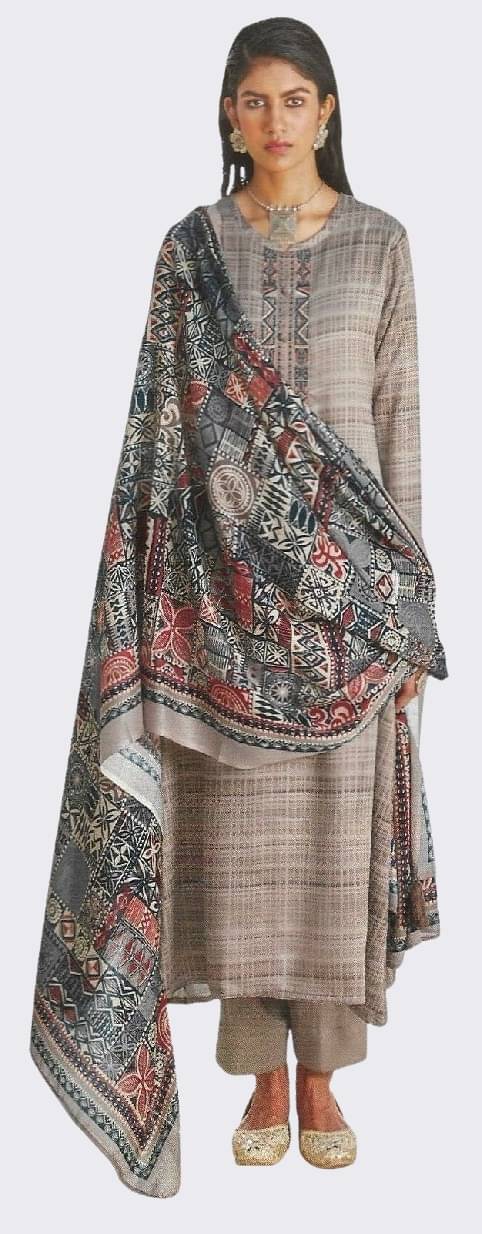 Soul Essence Unstitched Woollen Embroidered Dress Material - Light Grey ( Pack of 1 ) Soul Essence Unstitched Woollen Embroidered Dress Material - Light Grey ( Pack of 1 )