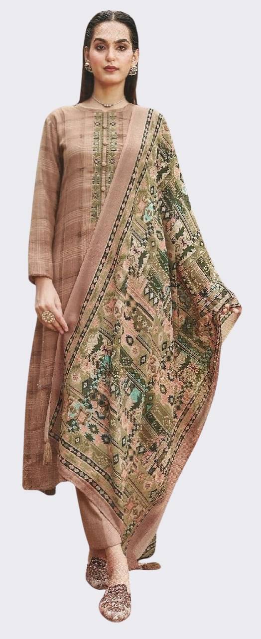 Soul Essence Unstitched Woollen Embroidered Dress Material - Beige ( Pack of 1 )     			Soul Essence Unstitched Woollen Embroidered Dress Material - Beige ( Pack of 1 )