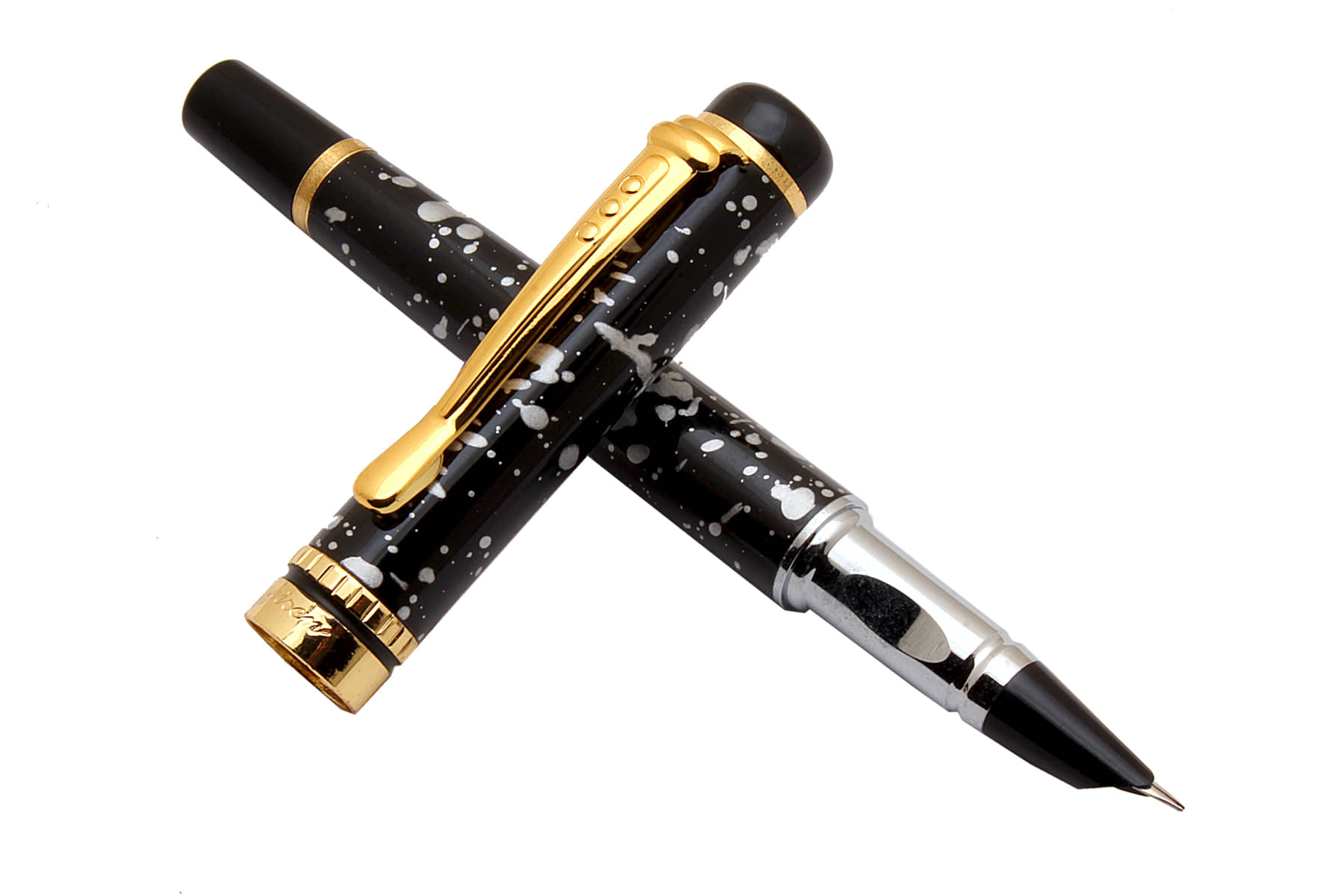     			Srpc Yiren White Marble Design Fountain Pens With Golden Trims & Hooded Fine Nib