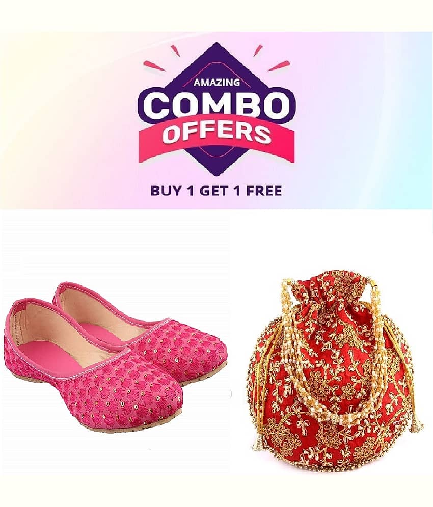 Anjaneya Creations Pink Women's Juttis - Ethnic Shoes | Buy online on ZillyBuy