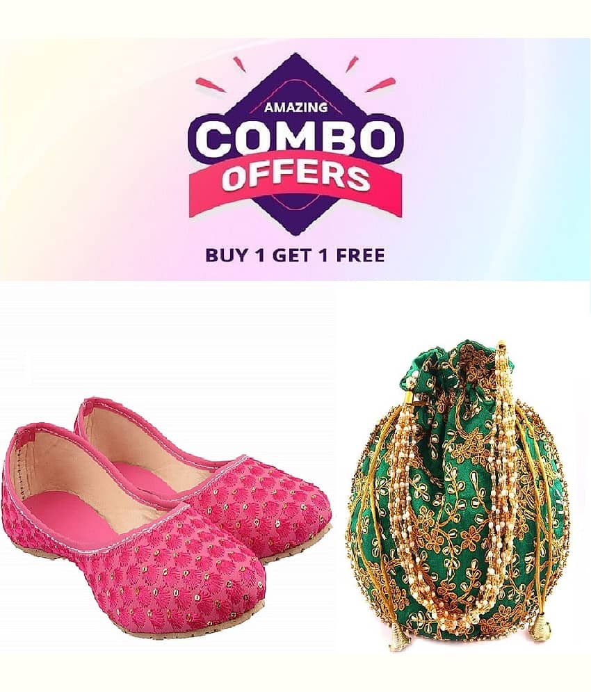 Anjaneya Creations Pink Women's Juttis - Ethnic Shoes | Buy online on ZillyBuy