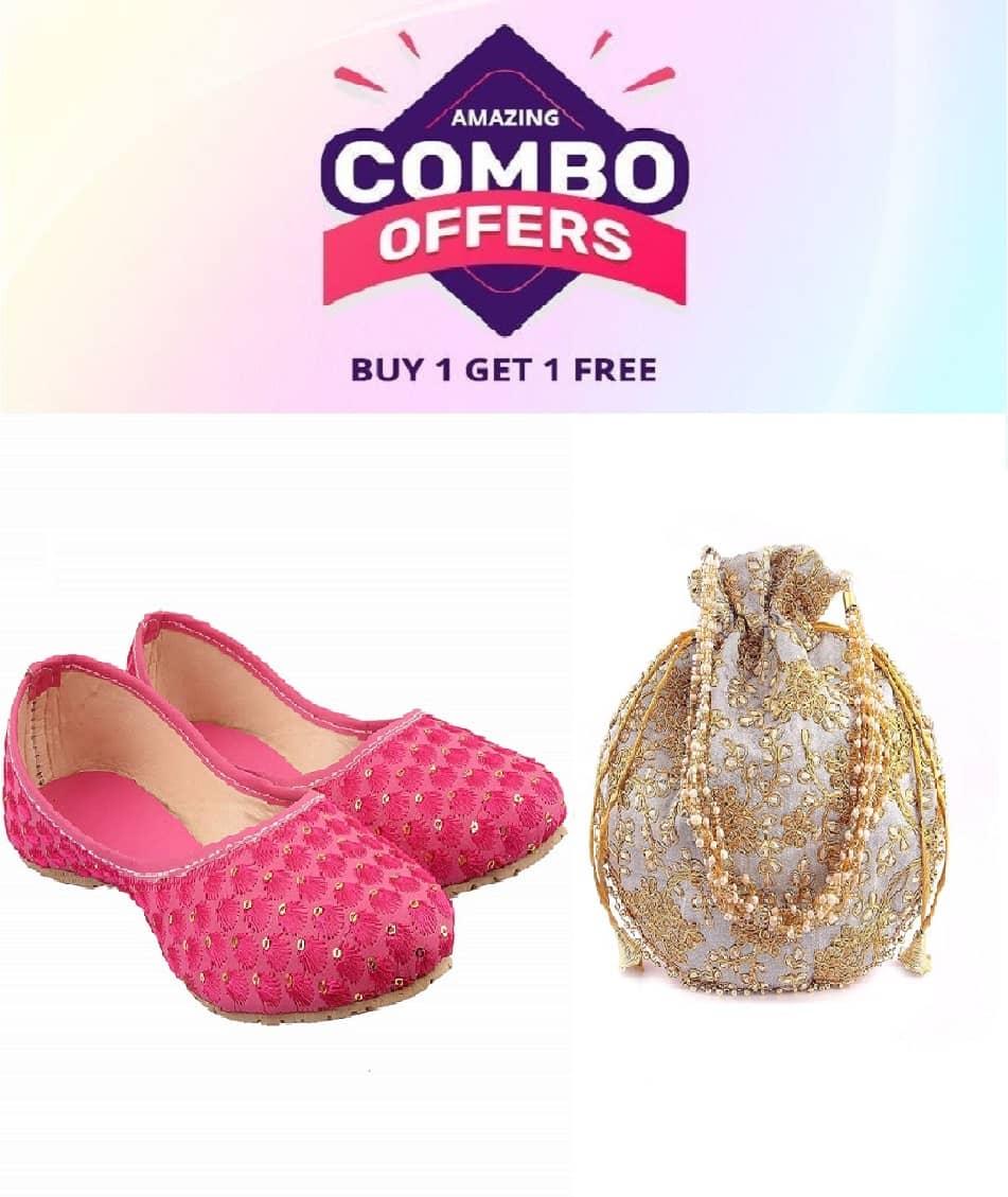 Anjaneya Creations Pink Women's Juttis - Ethnic Shoes | Buy online on ZillyBuy