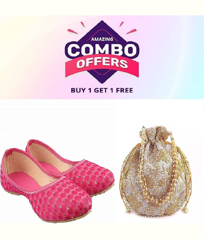 Anjaneya Creations Pink Women's Juttis - Ethnic Shoes | Buy online on ZillyBuy