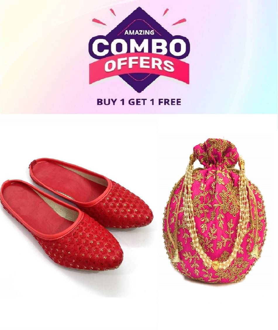     			Anjaneya Creations Red Women's Juttis